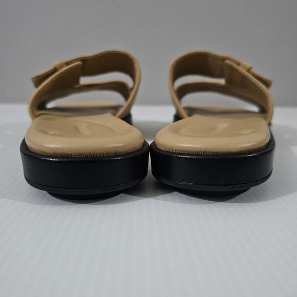 NEW Vince Rhode Sandal Dual Strap Slip On Slide Farro Tan Size 9.5 - Picture 8 of 13